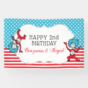 Sache eins zwei   Twins Birthday Banner