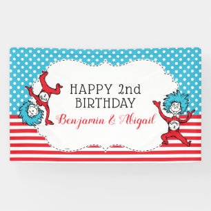 Sache eins zwei Twins Birthday Banner