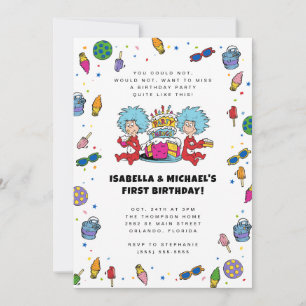Sache eins zwei   Twins Confetti Birthday Einladung