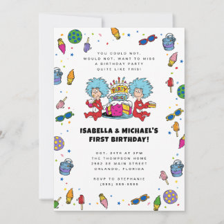 Sache eins zwei | Twins Confetti Birthday Einladung
