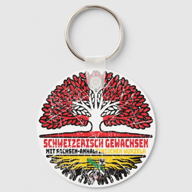 Sachsen-Anhalt Schweizer Schweiz Baum Schlüsselanhänger (Vorderseite)