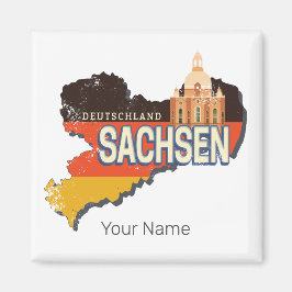 Sachsen Deutschland Retro Staat Karte Vintag Souve Magnet