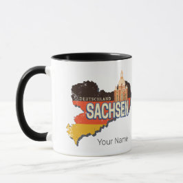 Sachsen Deutschland Retro Staat Karte Vintag Souve Tasse