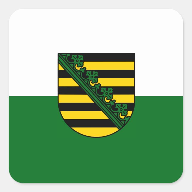 Sachsen Flagge Quadratischer Aufkleber (Vorderseite)