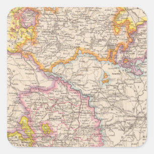Sachsen, Mecklenburg, Anhalt Atlas-Karte Quadratischer Aufkleber
