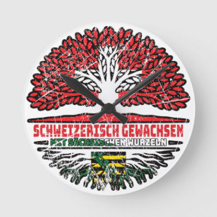Sachsen Sächsisch Schweizer Schweiz Baum Wurzel Runde Wanduhr