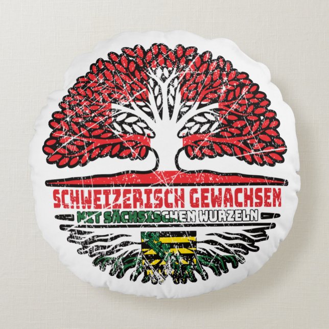 Sachsen Sächsisch Schweizer Schweiz Baum Wurzel Rundes Kissen (Vorderseite)