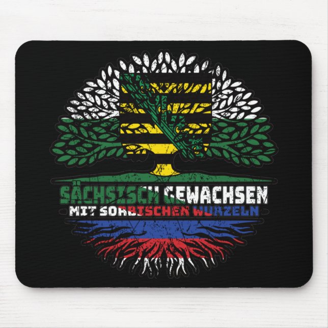 Sachsen Sächsisch Sorbisch Sorben Baum Wurzel Flag Mousepad (Vorne)