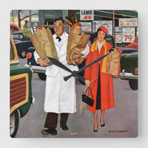 Sack gefüllt mit Ärger Quadratische Wanduhr