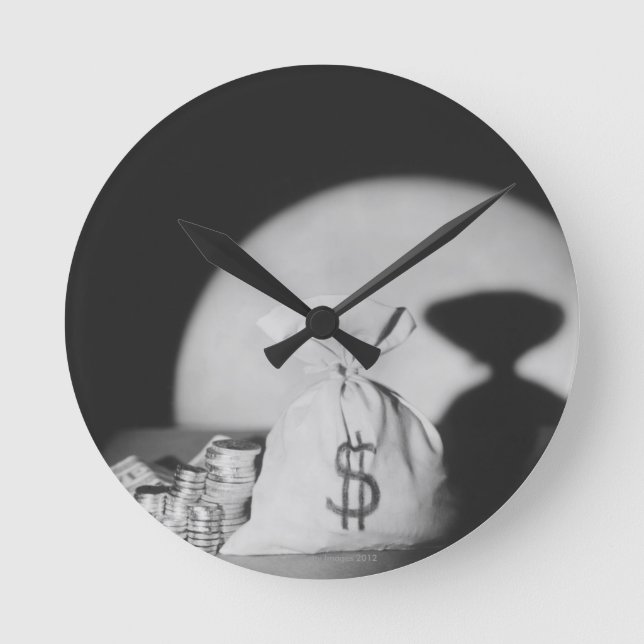 Sack Geld Runde Wanduhr (Vorderseite)