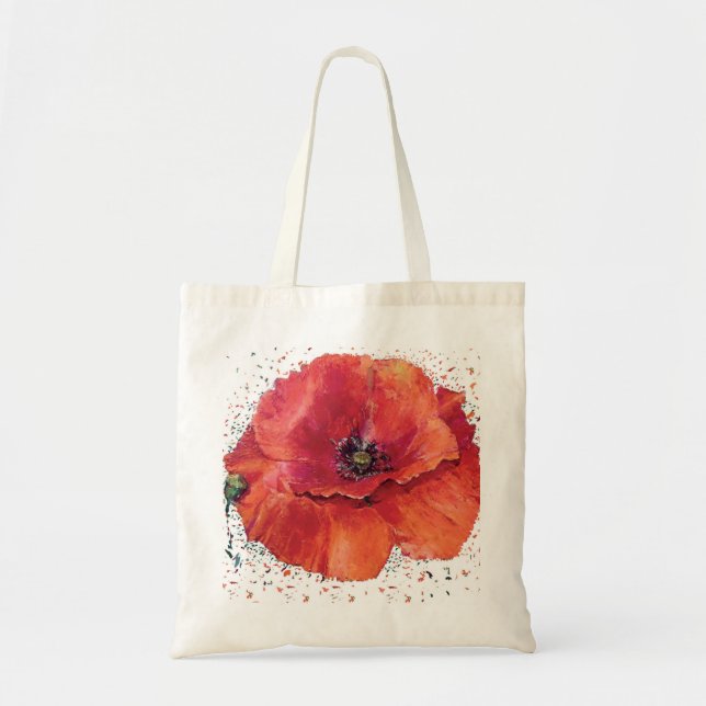 Sack roter Klatschmohn Tragetasche (Vorne)