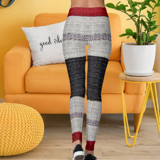 Sackleinen-Textur-Sack-Verpackung-Land-Streifen-Mu Leggings