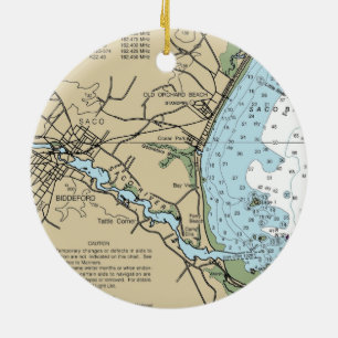 Saco Maine Nautical Chart Keramik Ornament