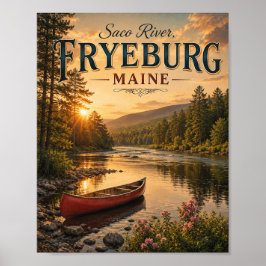 Saco River Fryeburg Maine Vintage Sonnenuntergangs Poster