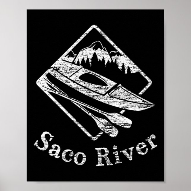 Saco River Kayak Kayaking Bootspfade Kanu Pad Poster (Vorne)