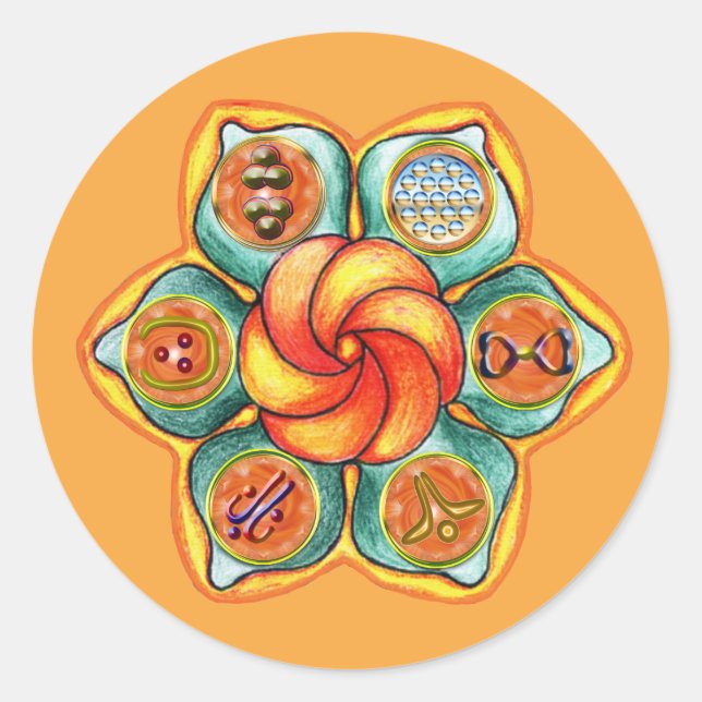 Sacral Chakra Mandala Runder Aufkleber (Vorderseite)