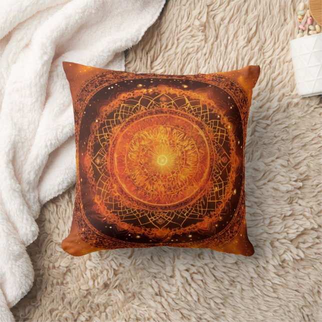 Sacral Chakra Orange Mandala Pillow Kissen (Decke)