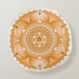 Sacral Chakra Orange Mandala Round Pillow Rundes Kissen