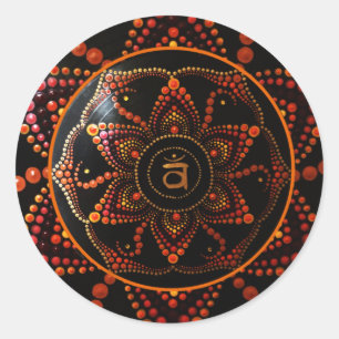 Sacral Chakra, Svadhishthana Dot Art Mandala Runder Aufkleber