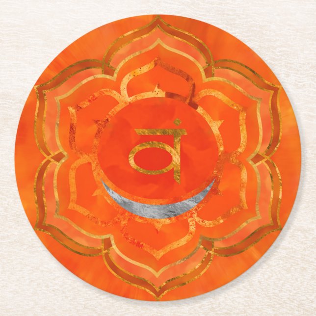 Sacral chakra - Svadhisthana Runder Pappuntersetzer (Vorderseite)