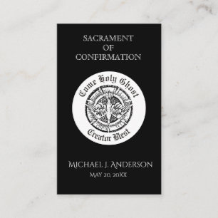 Sacrament Confirmation B&W Dove Elegante Holy Card Visitenkarte