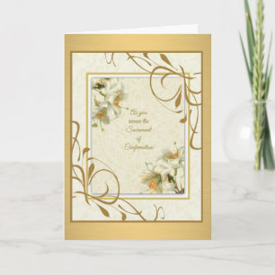 Sacrament of Confirmation Lilies Gold Dekoration Karte