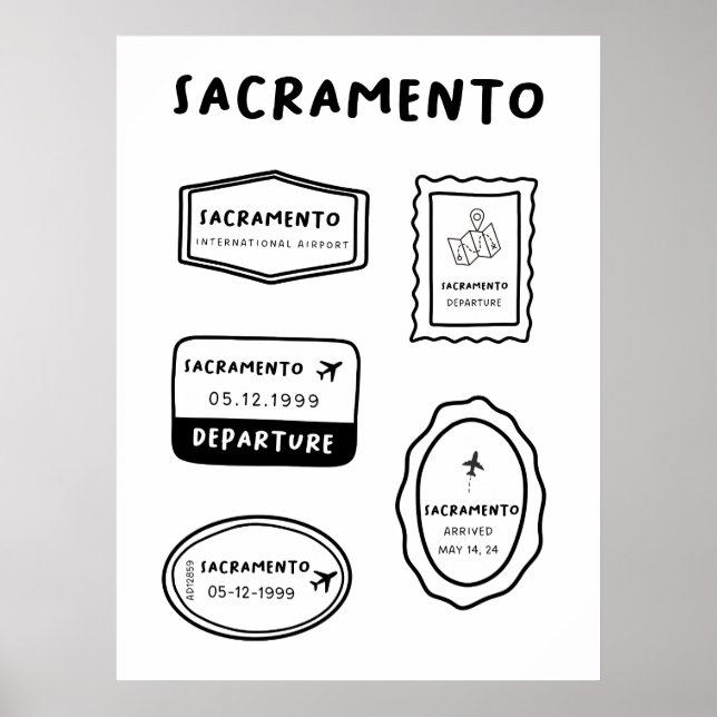 Sacramento - Briefmarke für Reisen | Minimalistisc Poster (Vorne)