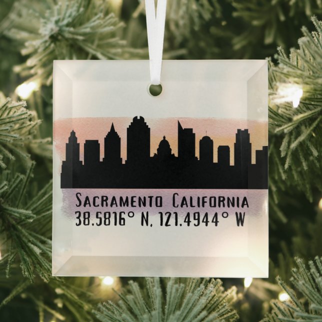 Sacramento CA City Skyline Glasdekoration Ornament Aus Glas (Insitu)
