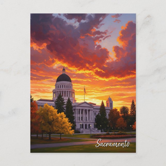 Sacramento California Staat Hauptstadt Sunset Postkarte (Vorderseite)