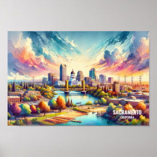 Sacramento California Travel Orte Aquarell Poster