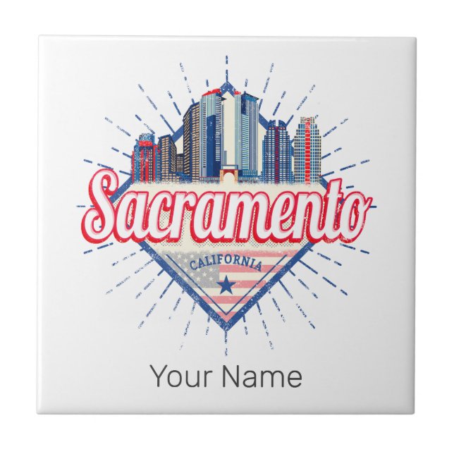 Sacramento California United Staaten Skyline USA Fliese (Vorderseite)