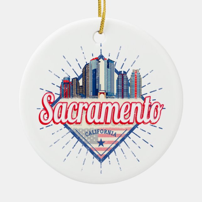 Sacramento California United Staaten Skyline USA Keramik Ornament (Vorne)