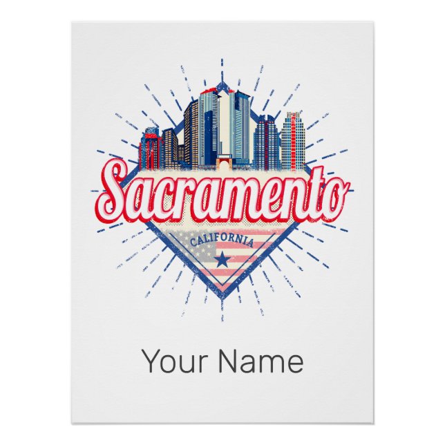 Sacramento California United Staaten Skyline USA Poster (Vorderseite)