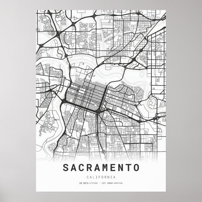 Sacramento City Map Poster (Vorne)