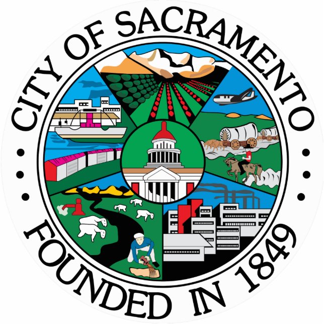 Sacramento City Siegel Freistehende Fotoskulptur (Vorne)