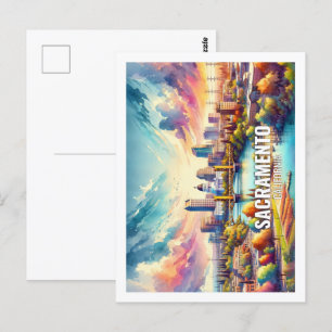 Sacramento Kalifornien Berühmte Reise Aquarell Postkarte