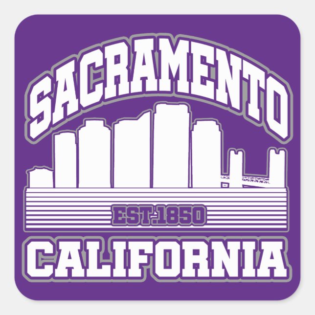 Sacramento, Kalifornien Quadratischer Aufkleber (Vorderseite)