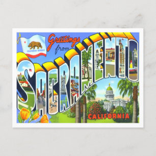 Sacramento, Kalifornien Vintage Große Buchstaben Postkarte