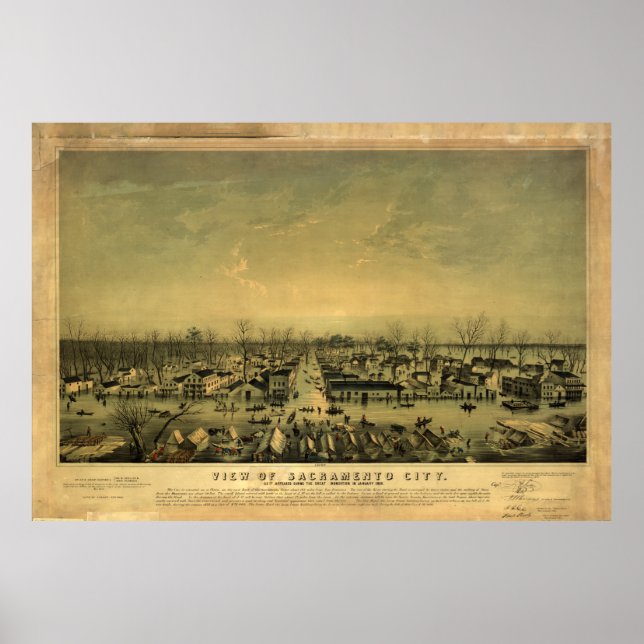 Sacramento, Kalifornien während der Überschwemmung Poster (Vorne)
