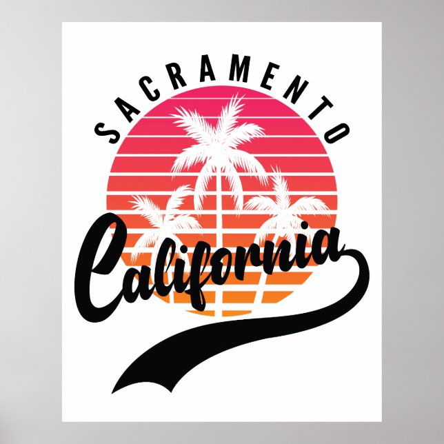 Sacramento Retro Sunset Poster (Vorne)