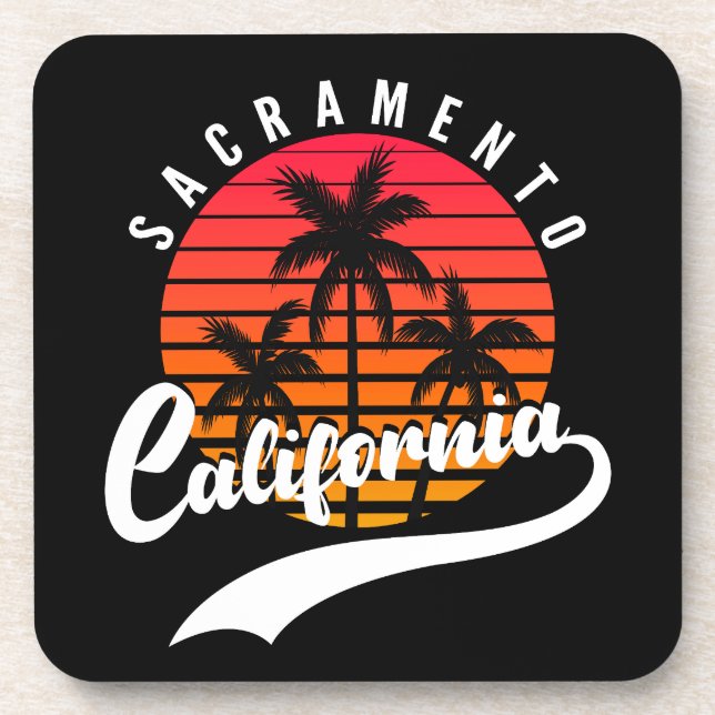 Sacramento Retro Sunset Untersetzer (Vorderseite)