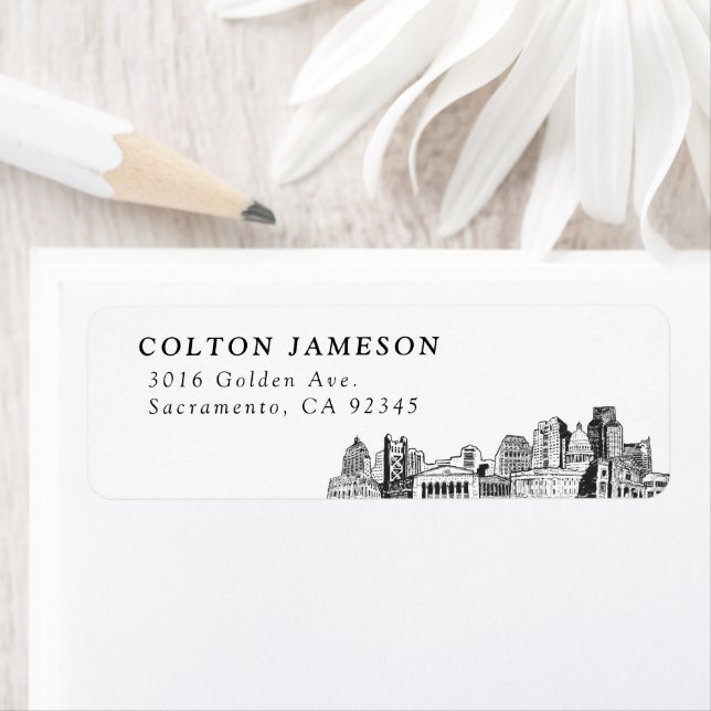 Sacramento Skyline Moderne Rücksendeadressen-Aufkl (Insitu)