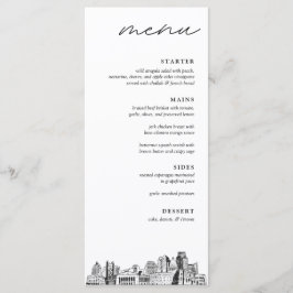Sacramento Skyline Sketch Wedding Dinner Menu Menükarte