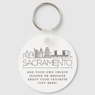 Sacramento Stylisierte Skyline  Benutzerdefinierte Schlüsselanhänger