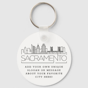 Sacramento Stylized Skyline   Benutzerdefinierter  Schlüsselanhänger