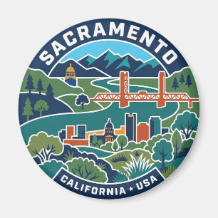 Sacramento Vintage Karte Kalifornien Magnet