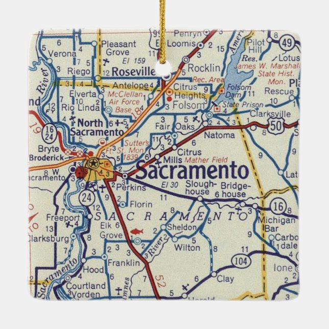 Sacramento Vintage Karte Keramikornament (Rückseite)