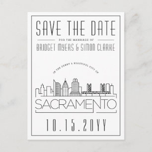 Sacramento Wedding  Stilisierte Skyline Save the D Postkarte