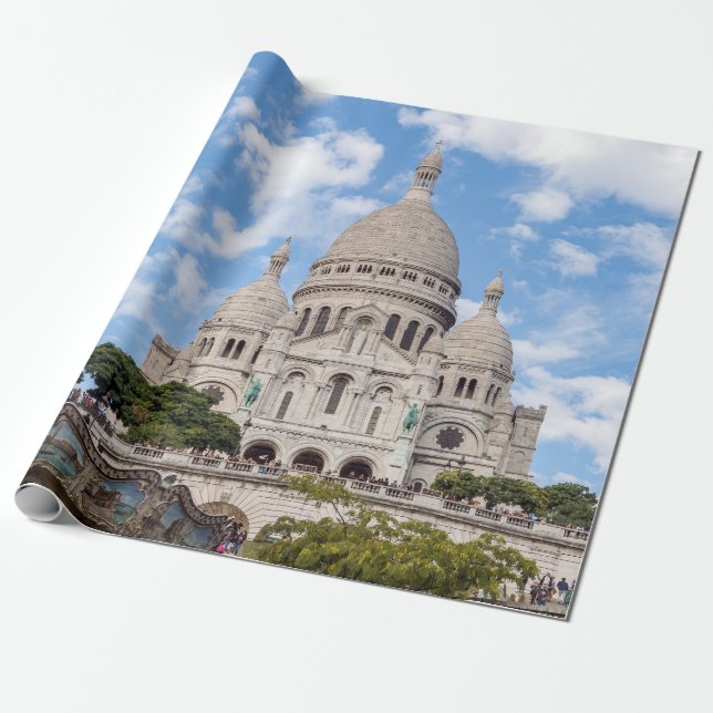Sacre Coeur auf dem Montmartre-Hügel - Paris, Fran Geschenkpapier (Ungerollt)