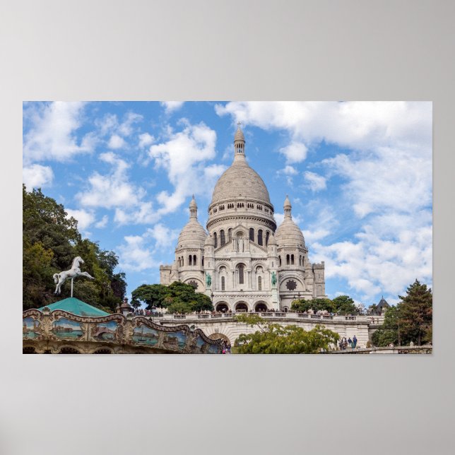 Sacre Coeur auf dem Montmartre-Hügel - Paris, Fran Poster (Vorne)
